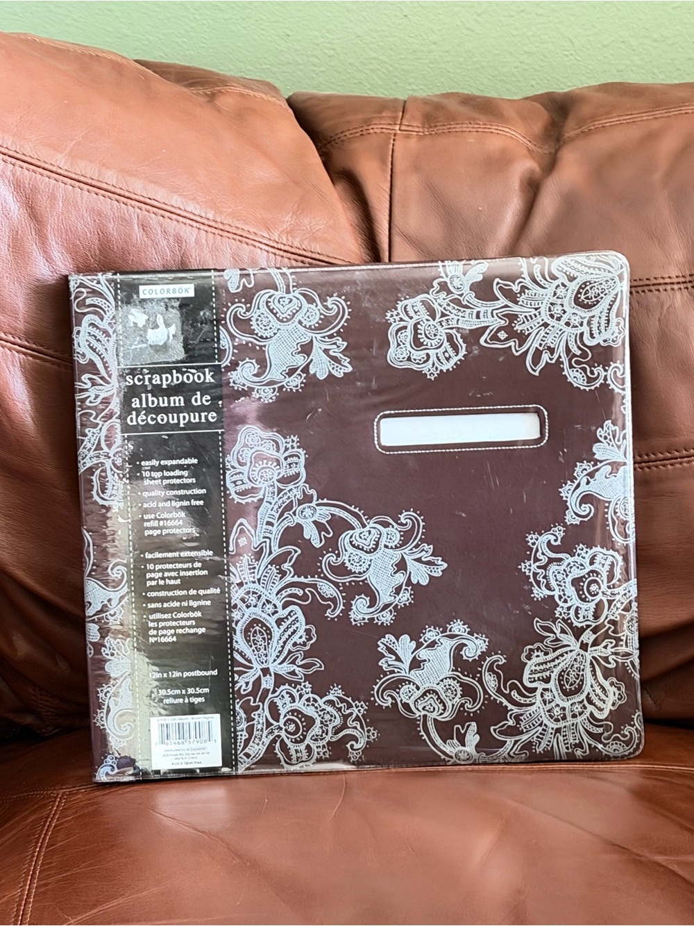 Brown Floral Scrapbook Album with word window and plastic cover  by Colorbox
